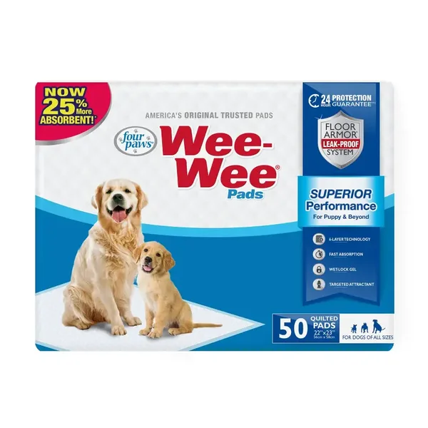 Four Paws Wee-Wee -Tapis éducateurs absorbants pour chien & chiot – 6 couches – Sans parfum