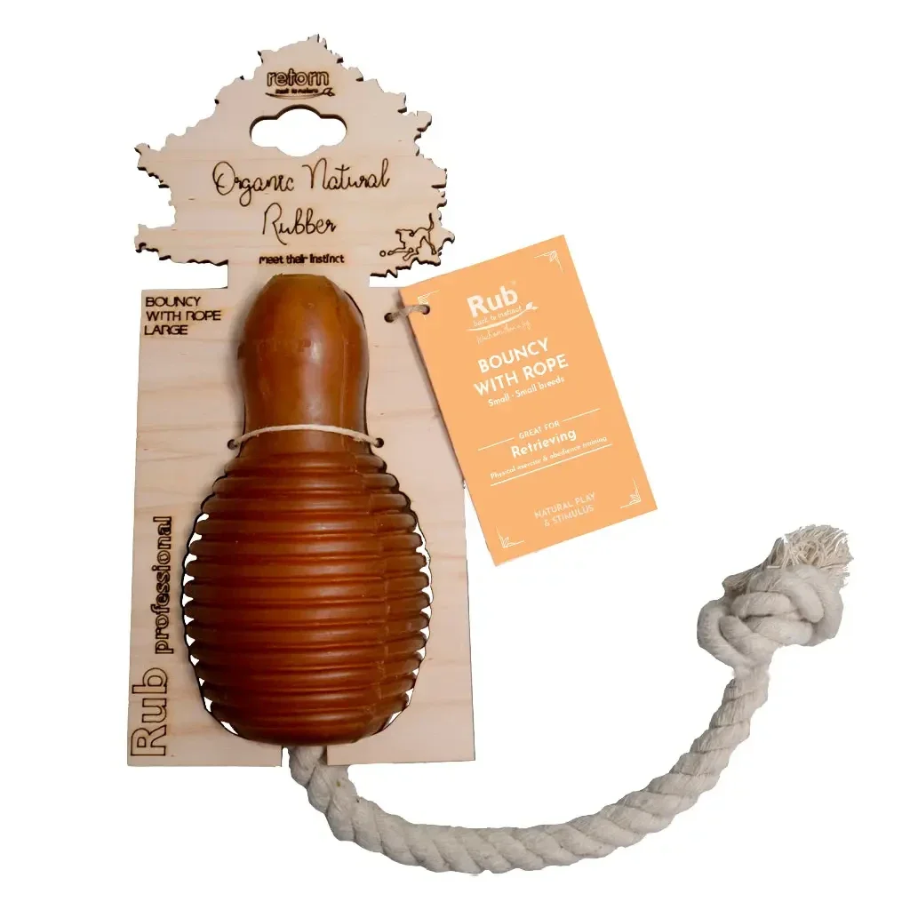 Jouet pour chien en caoutchouc naturel avec corde - Rub Bouncy & Rope RETORN