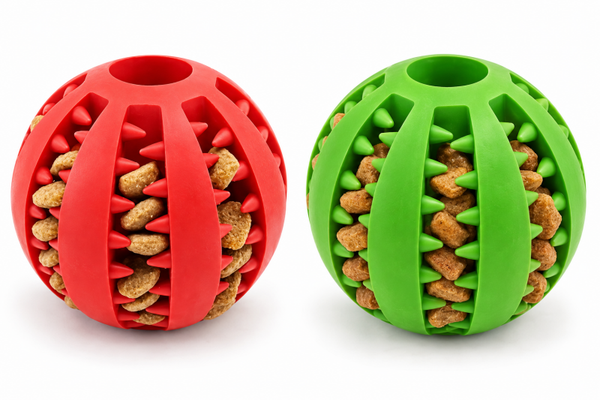 Balle à friandises interactive pour chien – Rouge ou Verte