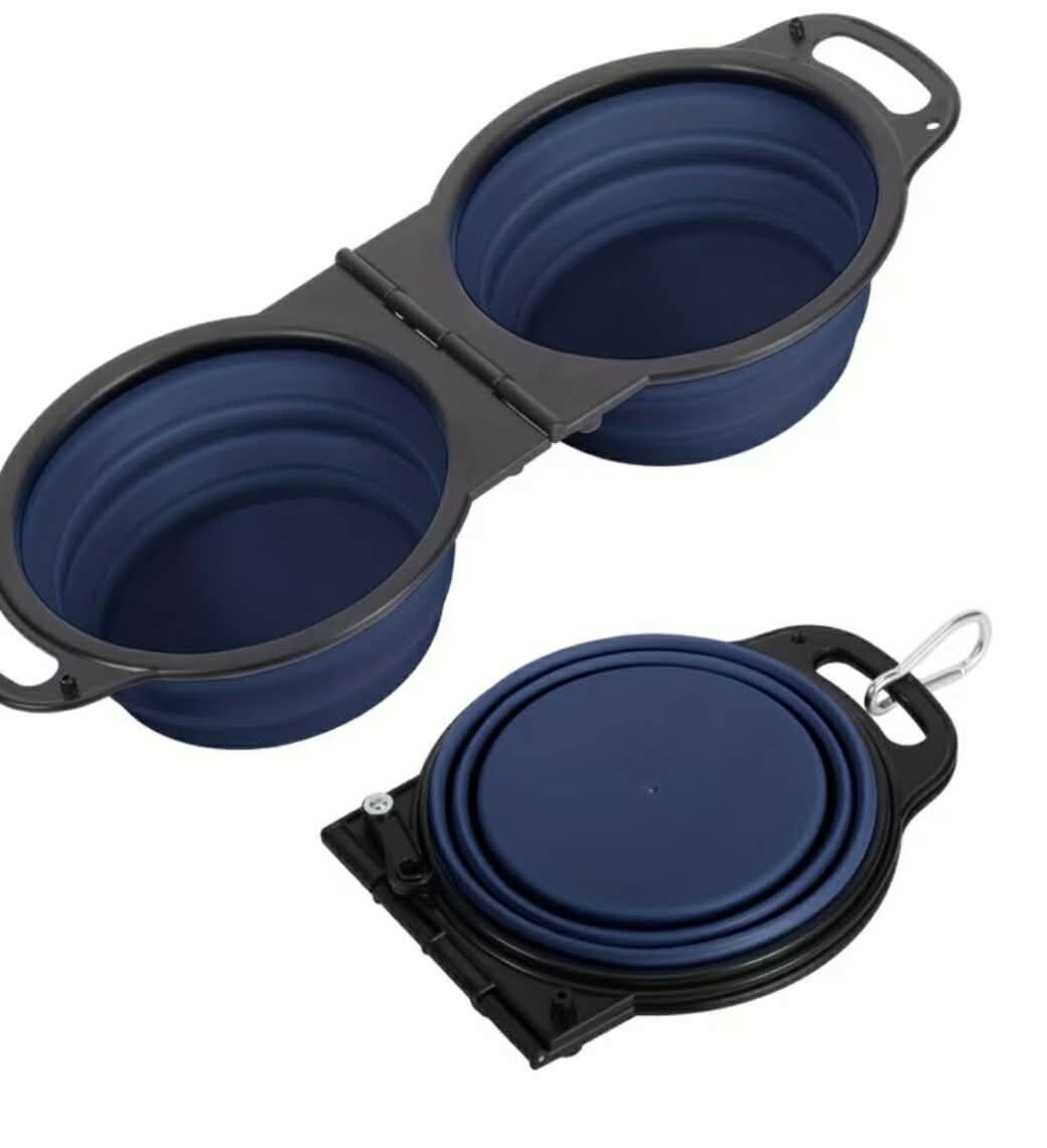 🐾 Double Gamelle de Voyage Pliable en Silicone – Neuve (2 x 350 ml)
