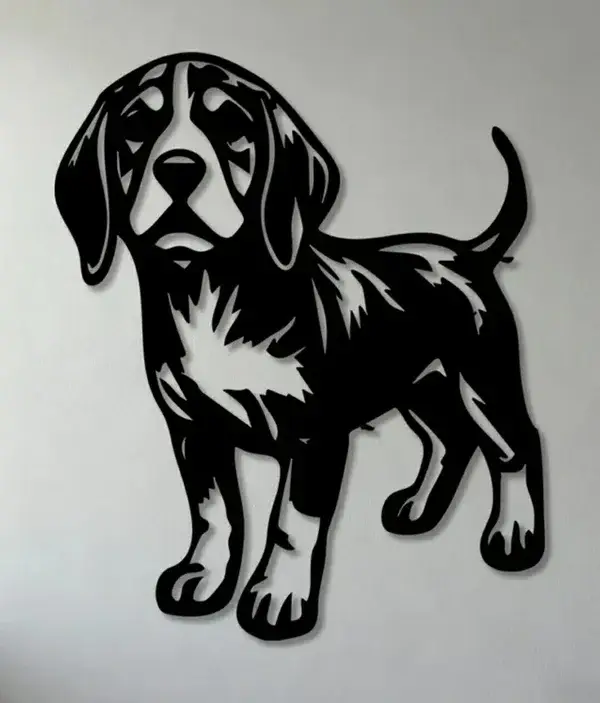 Art mural Beagle en métal – 50 cm 🐶🖤