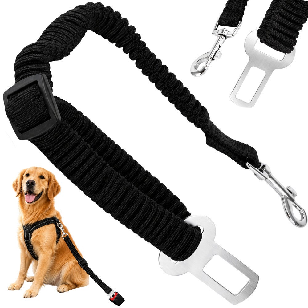 Laisse de voiture pour chien avec amortisseur – Noire 🐾🚗