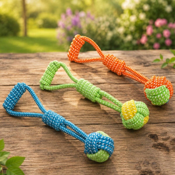 Jouet à tirer en corde avec balle pour chien – 27 cm 🐾🎾