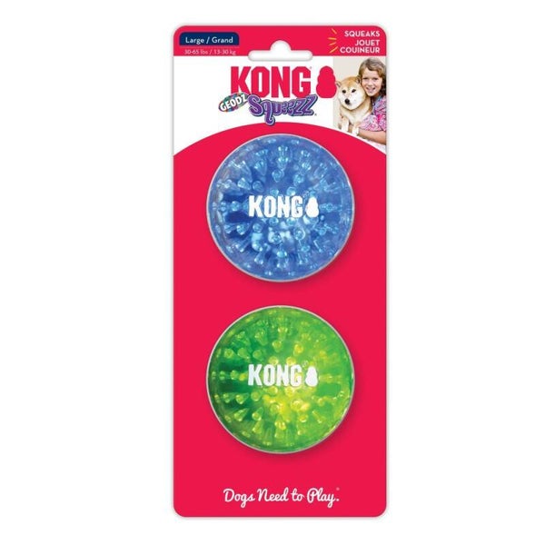 KONG Geodz – 2 Balles rebondissante, flottante & sonore pour chien