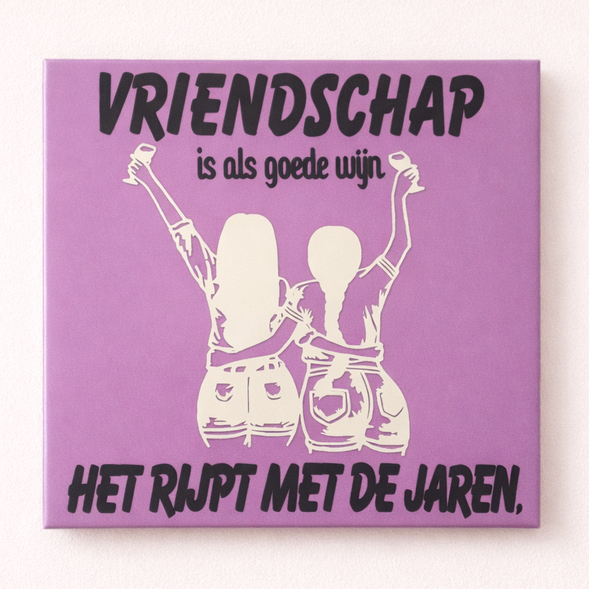 Keramische tegel | Vriendschap is als goede wijn | Cadeau voor vriendinnen