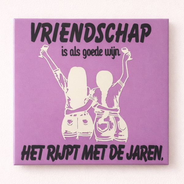 Keramische tegel | Vriendschap is als goede wijn | Cadeau voor vriendinnen