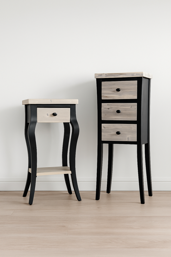 Rustic Elegance Nightstand Set – Hand painted cypres Side Tables