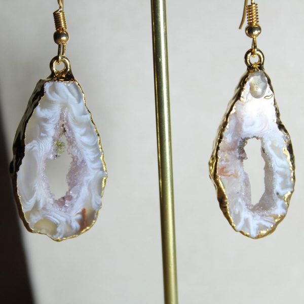 Agaat oorbellen goud