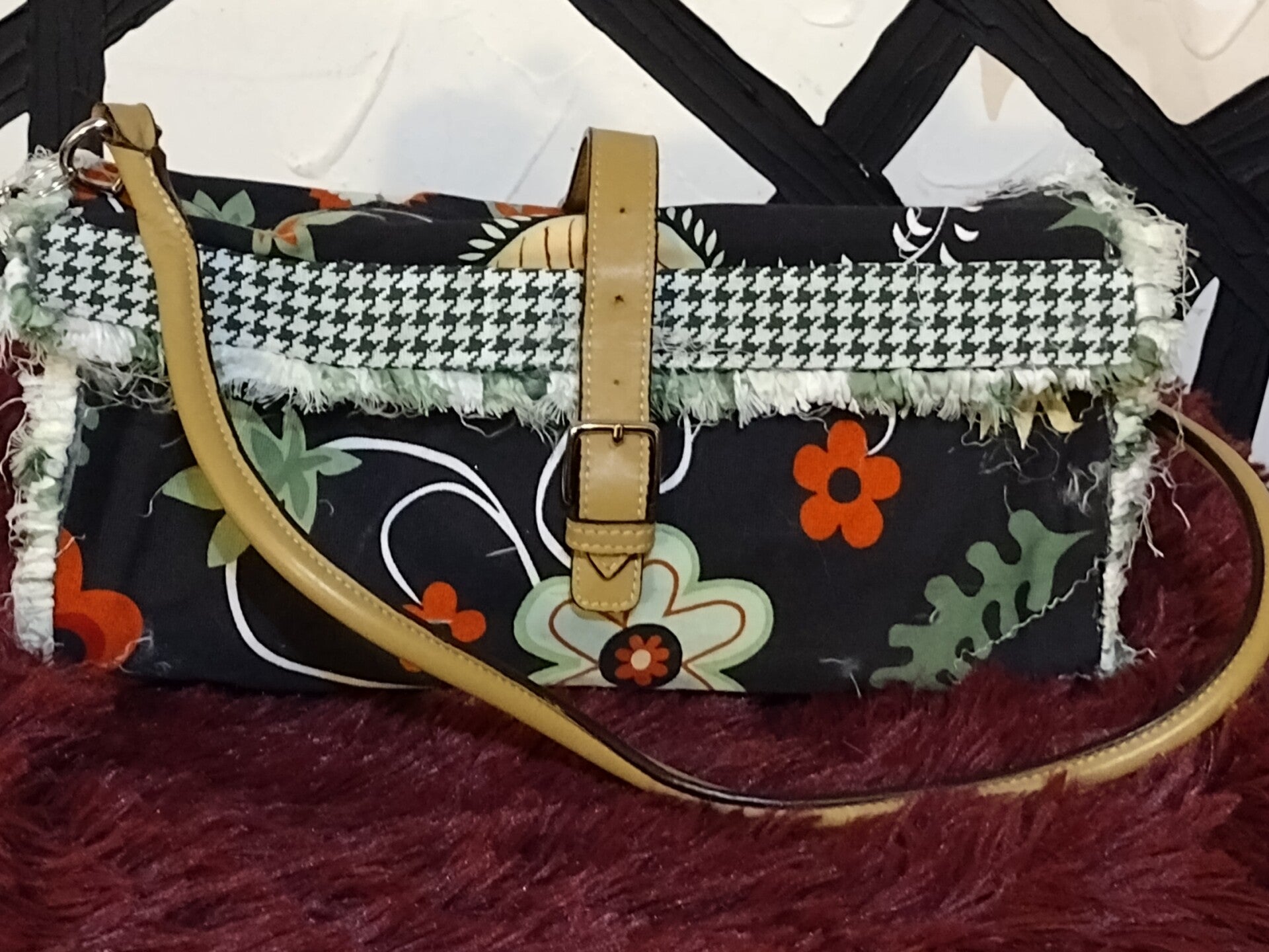 Multi-colored clutch w/ shoulder strap