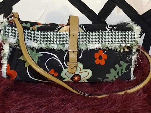 Multi-colored clutch w/ shoulder strap