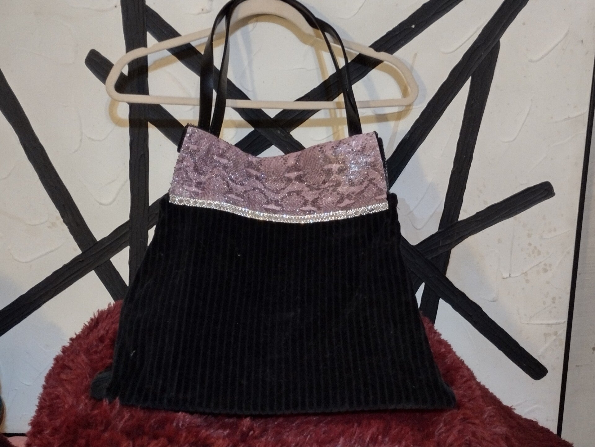 Black corduroy sack bag
