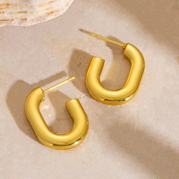 C Shape Hoop Earrings