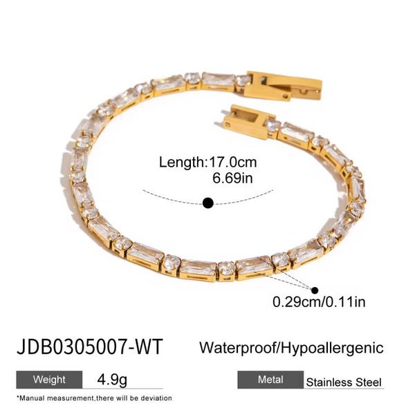 Emerald-Cut Crystal Tennis Bracelet