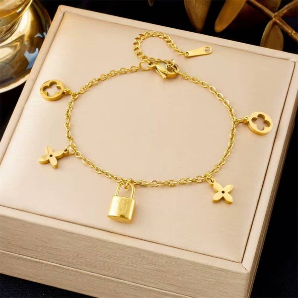Golden Clover Charm Bracelet