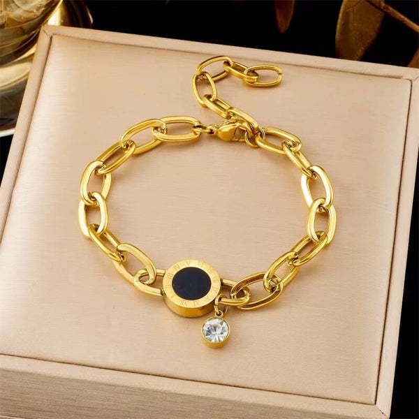 Black Charm Link Bracelet