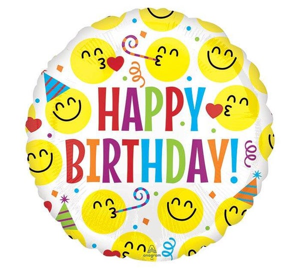 Happy Birthday Emoji Balloon - 18” Foil