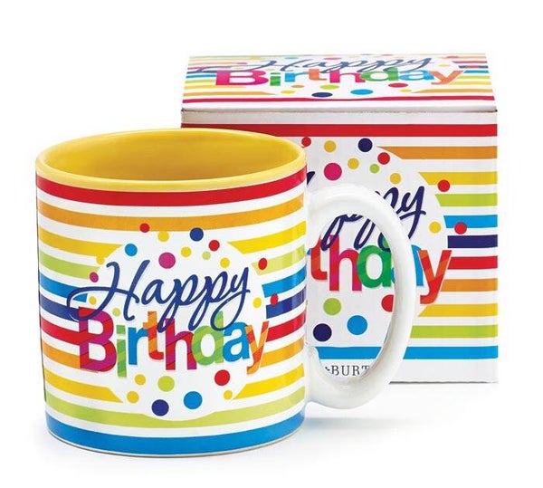 Happy Birthday Stripes Mug - Gift Box Included