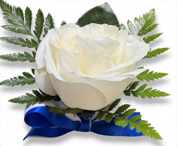 ssic White Rose Prom Boutonniere