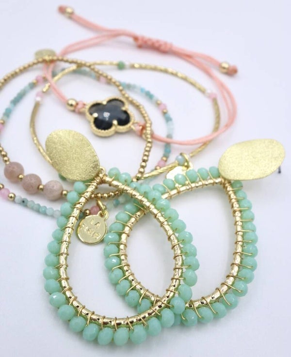 Setje zachtroze turquoise
