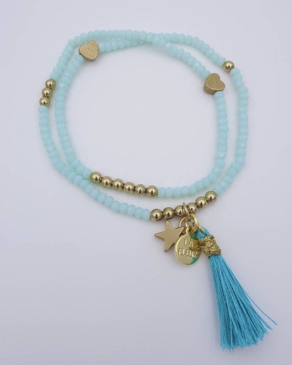 Dubbele armband turquoise of zwart