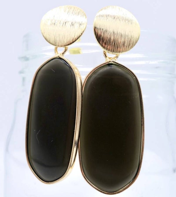 Zwarte onyx oorhanger