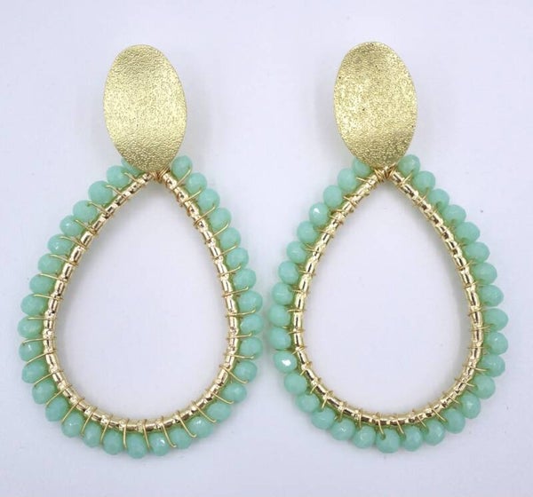 Turquoise facet geslepen kraaltjes oorhanger