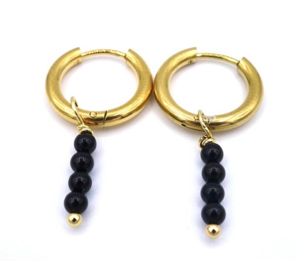 creolen met zwarte onyx hanger