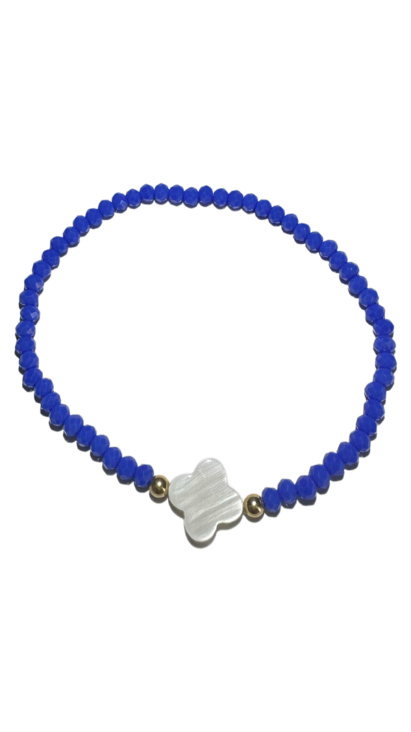 Paarse blauwe glaskraal met parelmoer