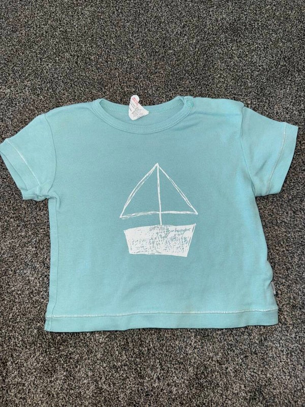 Türkises Tshirt mit Boot Gr. 62/68 Hessnatur