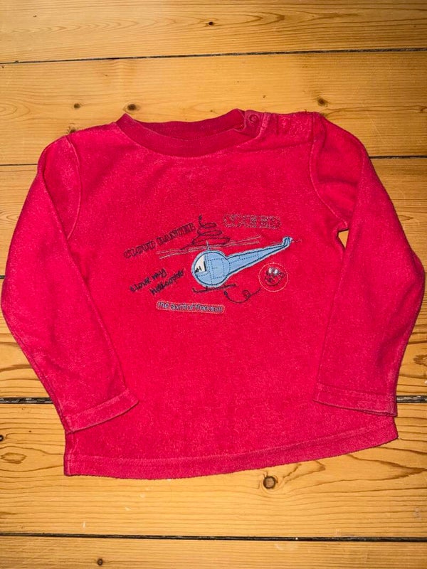 Rotes Langarmshirt mit Hubschrauber Gr. 86/92 Lupilu