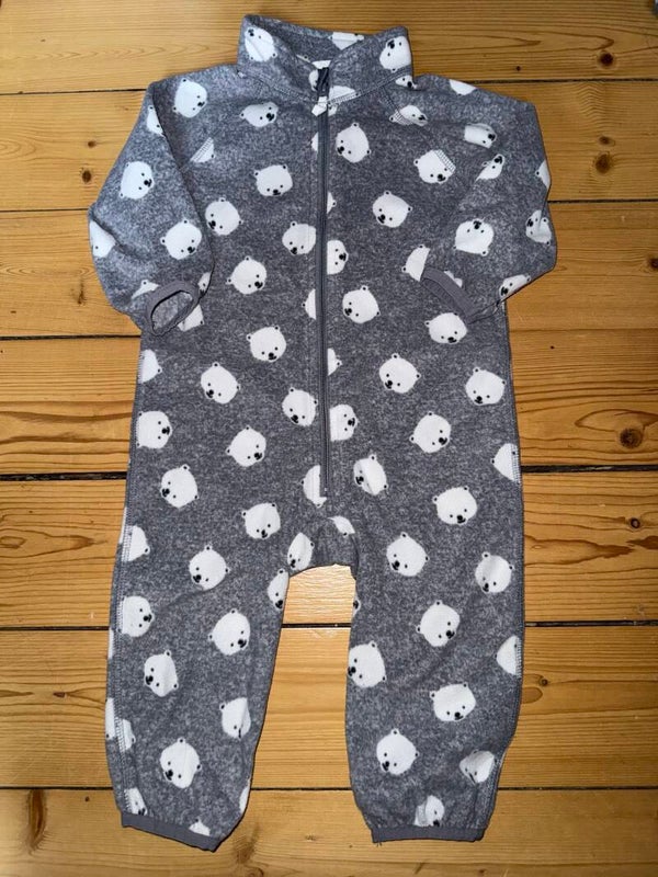Grauer Einteiler mit Bären Gr. 80 H&M