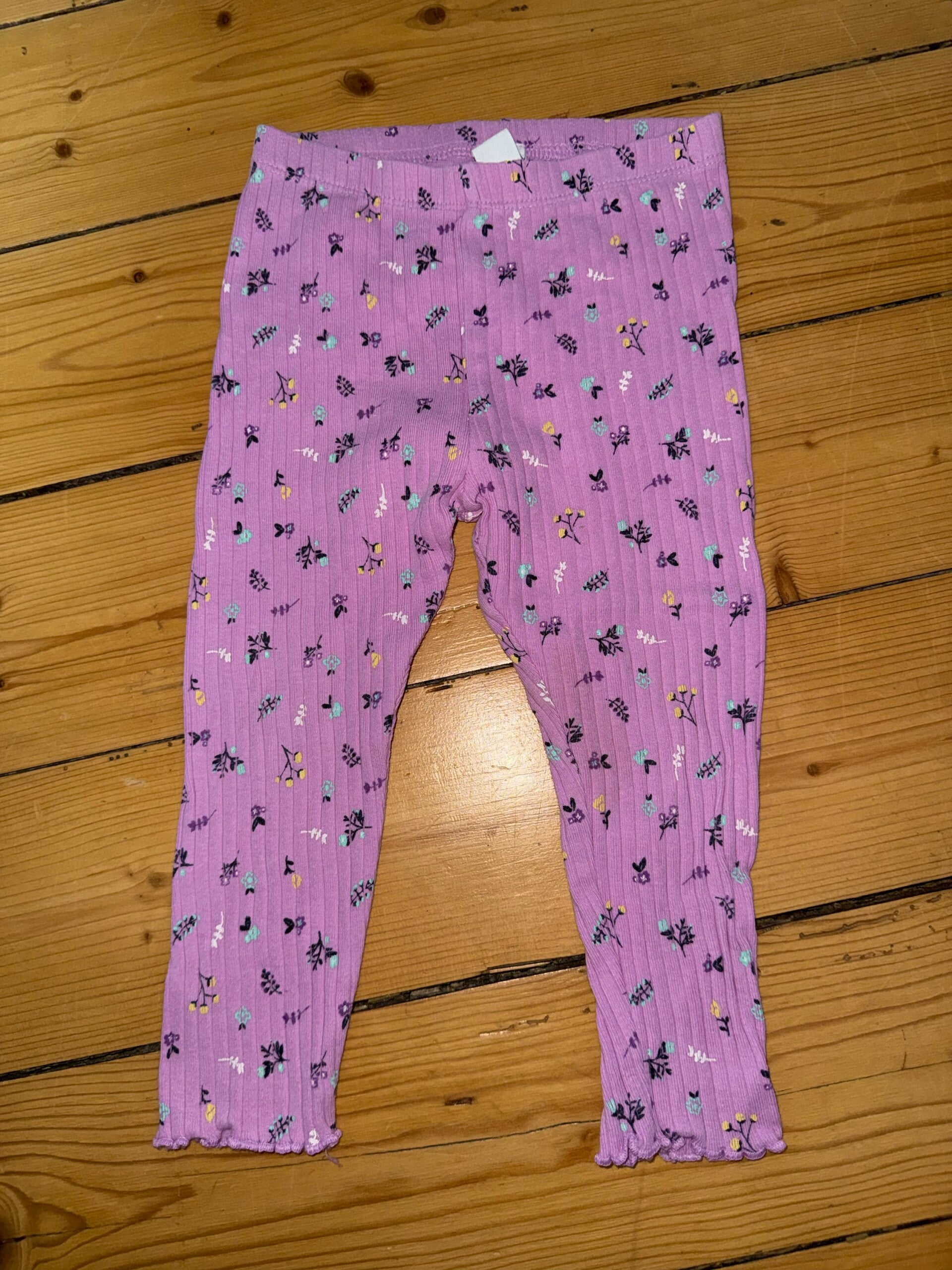 Lila gerippte Leggings mit Blumen Gr. 86 Topomini