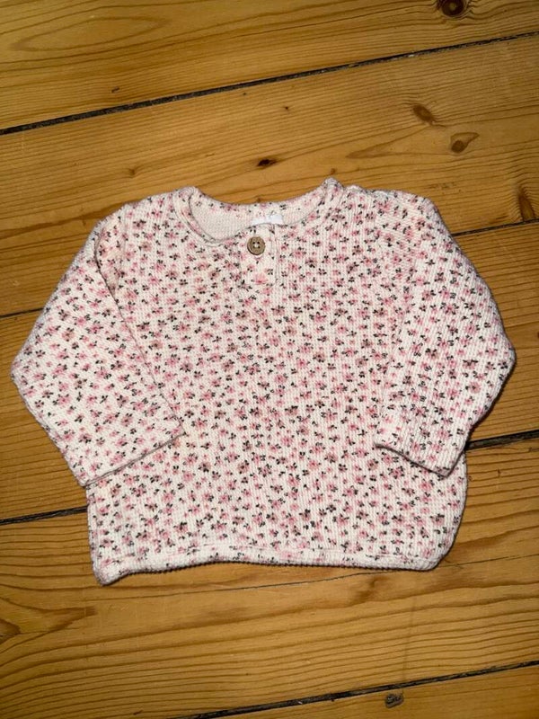 Creme Blümchen Pullover Gr. 50/56 Topomini