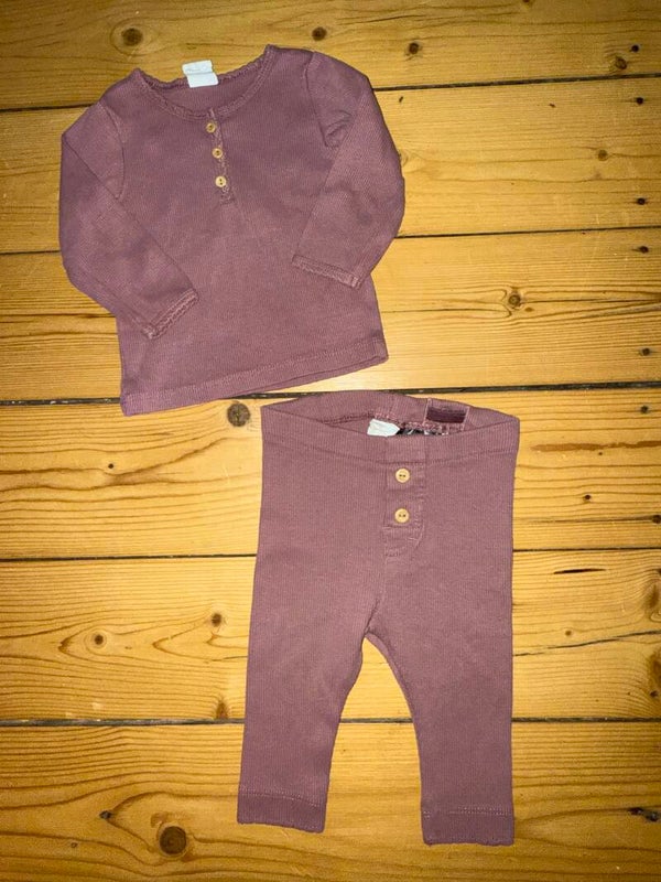 Pink/altrosa geripptes Set Gr. 62 H&M