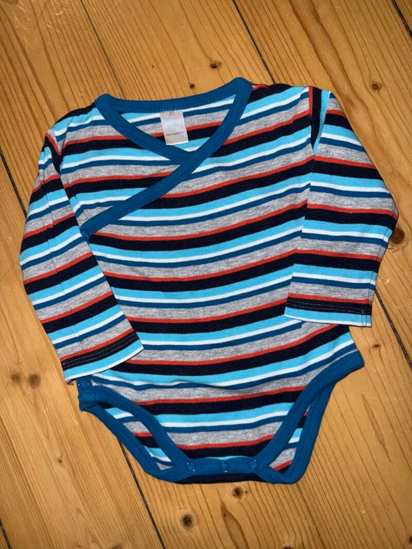 Blau gestreifter Wickelbody Gr. 50/56 Topomini