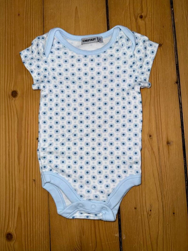 Weiß/hellblauer Kurzarmbody Gr. 62 Karstadt