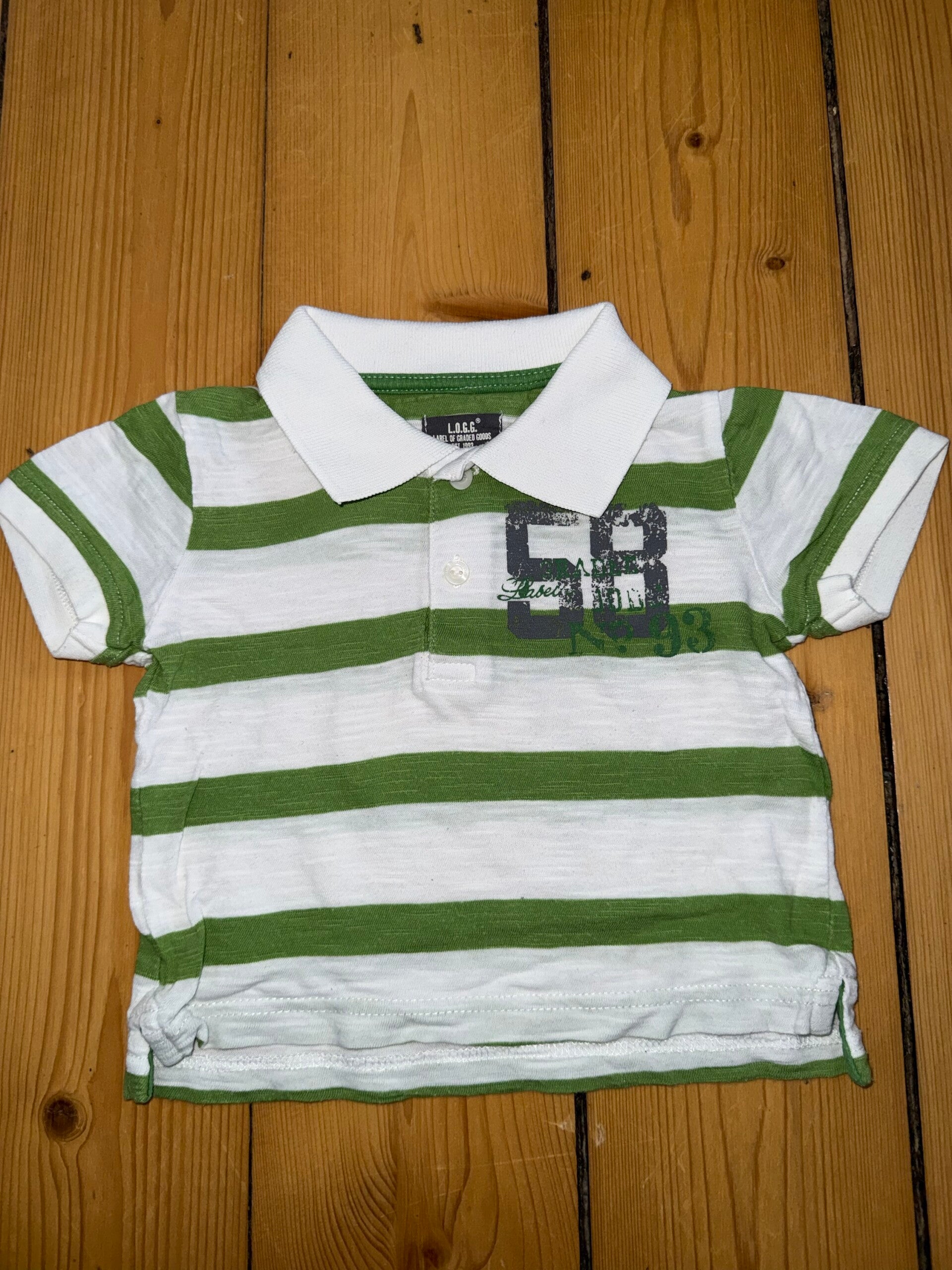 Weiß/grün gestreiftes Poloshirt Gr. 62 H&M
