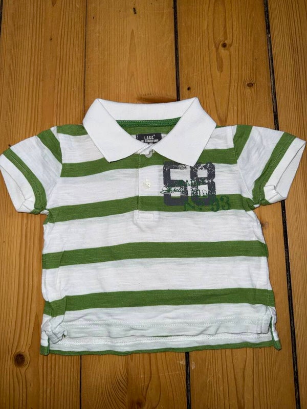 Weiß/grün gestreiftes Poloshirt Gr. 62 H&M