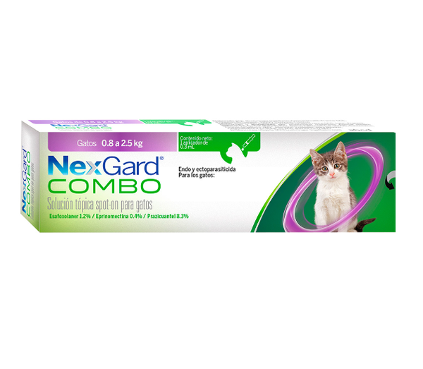 NexGard Combo para gatos de 0.8-2.5 kg. Desparasitante externo e interno