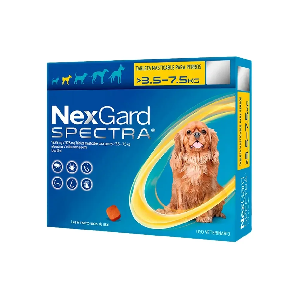 NexGard Spectra para perros de 3.6-7 kg. Desparasitante externo e interno