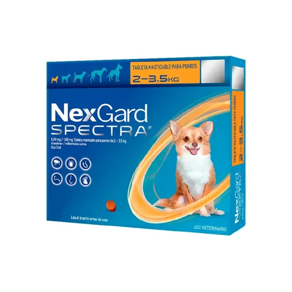 NexGard Spectra para perros de 2-3.5 kg. Desparasitante externo e interno