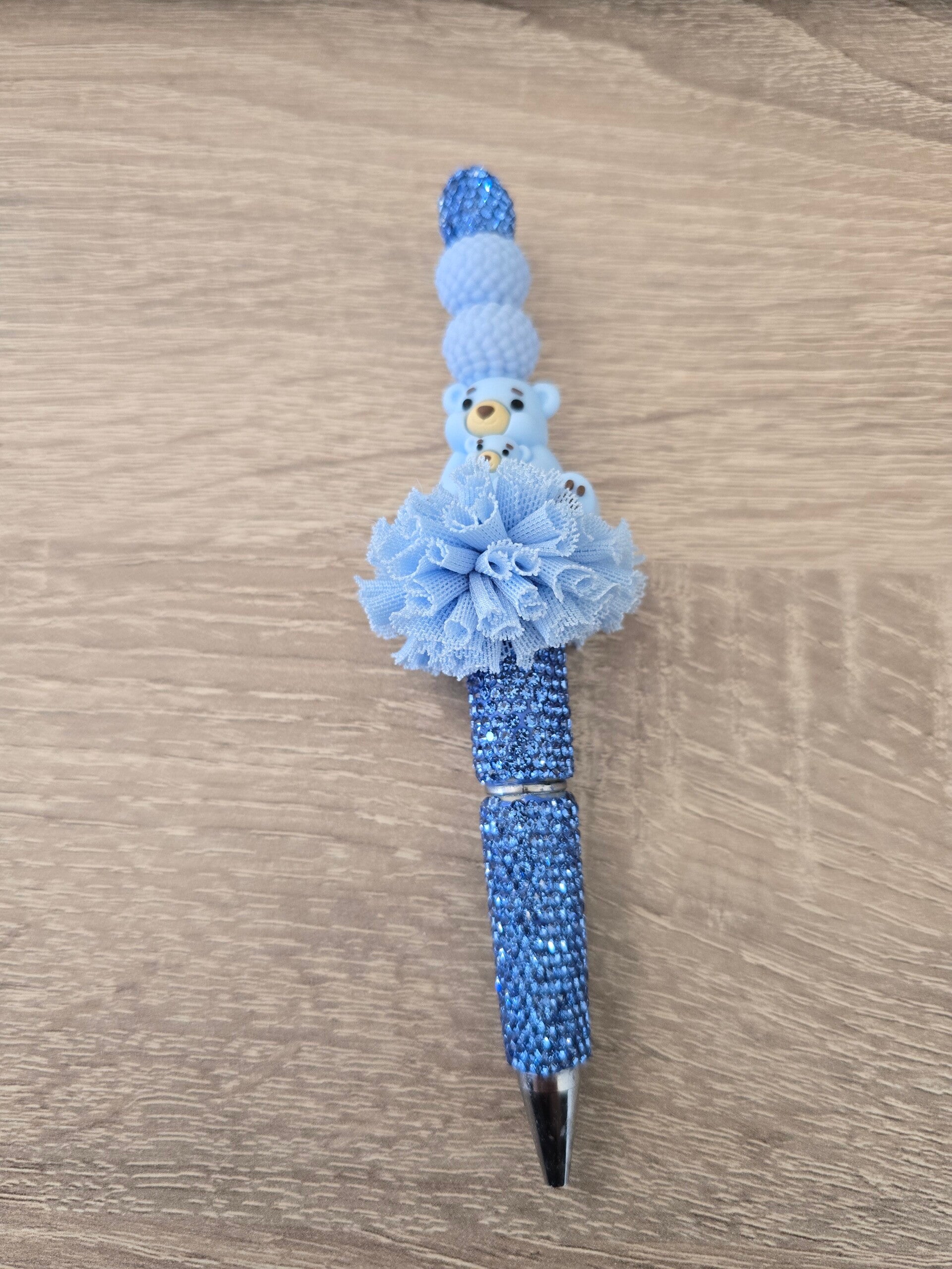 Glitterpen Beer blauw
