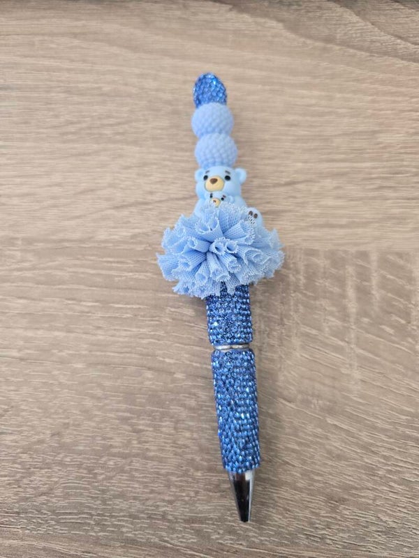 Glitterpen Beer blauw