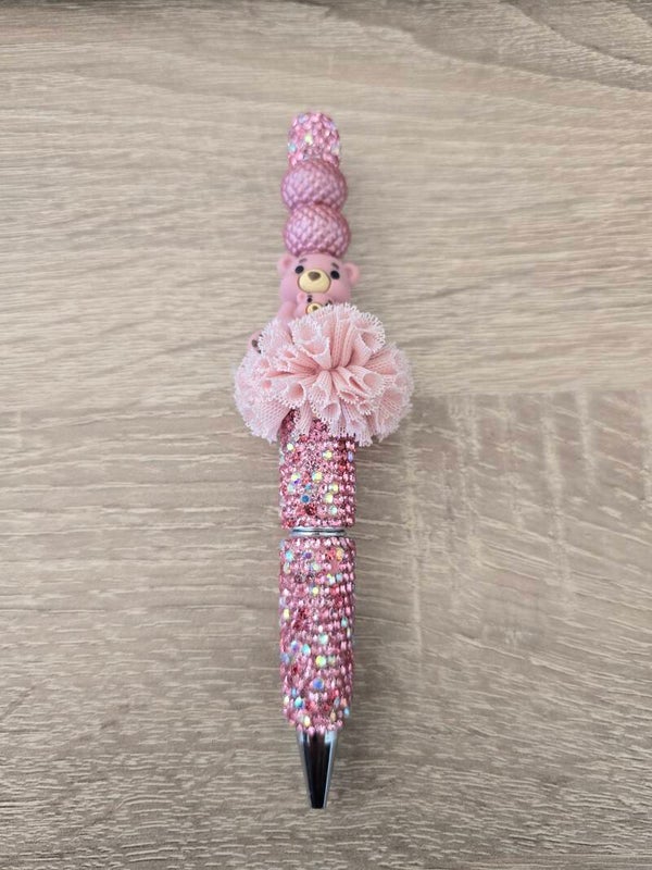 Glitterpen beer Roze