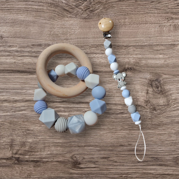 Speenketting en bijtring blauw