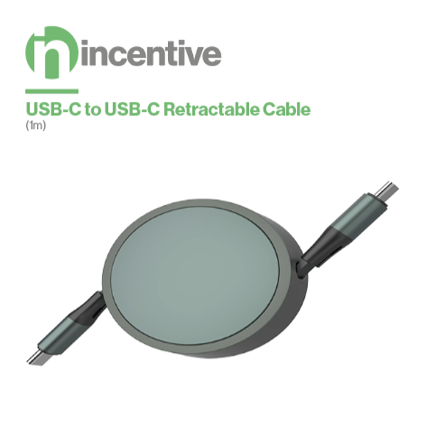VT040 USB-C to USB-C Retractable Cable 1m