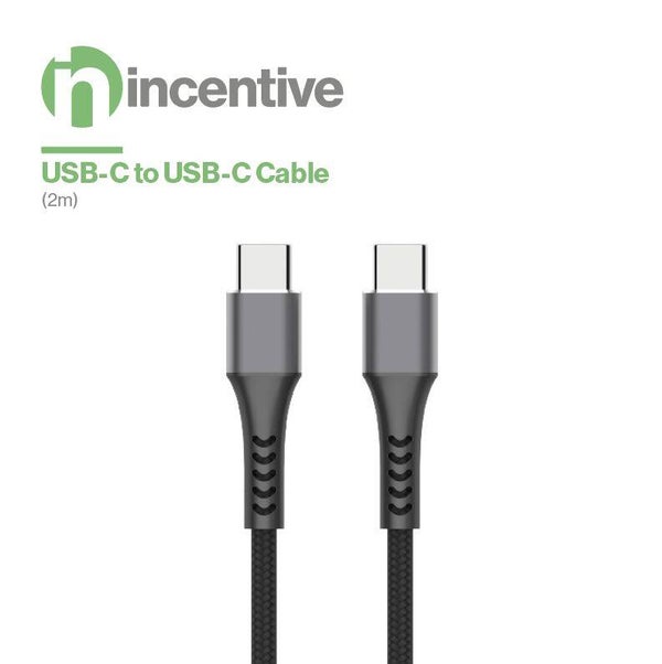 USB C-C (2M) Black,Kevlar nylon braided,flat，100w， bending test support 10000times
