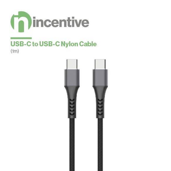 USB C-C (1M) Zwart, Kevlar nylon gevlochten, 100 W, buigtestondersteuning 10.000 keer