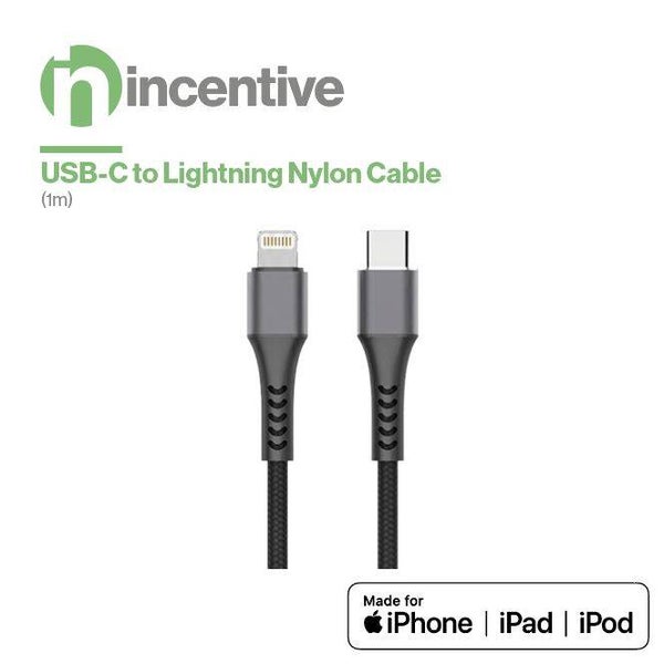 USB C-Lightning (1M) Black,Kevlar nylon braided ,MFI，bending test support 10000times
