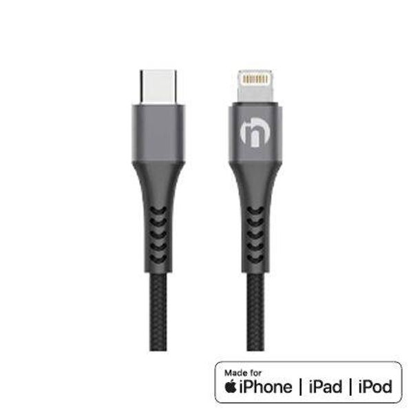 USB C-Lightning (1M) Black,Kevlar nylon braided ,MFI，bending test support 10000times